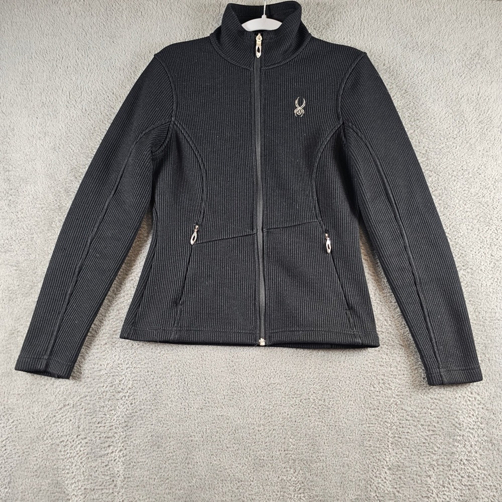 Spyder Ladies Core Sweater Full Zip Ribbed Fleece Jacket Black Small